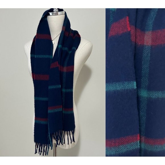 Highlands Wool Scotland Plaid Scarf Blue Green Red Wool Scarf 100% Wool - Picture 1 of 6